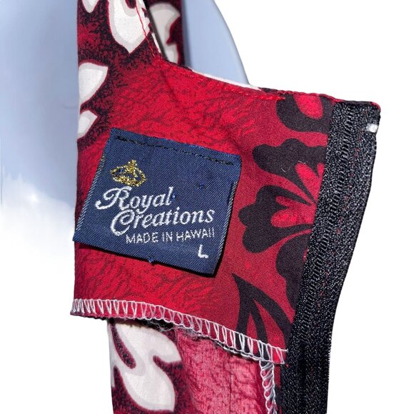 Vintage Royal Creations Hawaii Muumuu Dress Womens L Red Mumu Floral Hawaiian - Picture 9 of 10